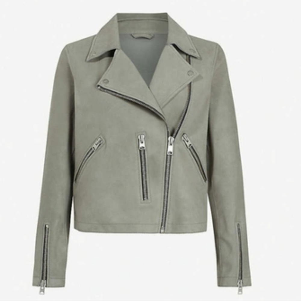 RARE All Saints 6 Fern Suede Moto Jacket